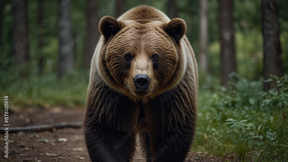 Fototapeta premium Majestic Brown Bear in Forest
