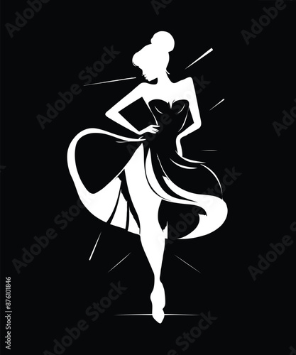 Women's black and White silhouette art vector style 