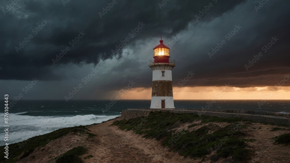 Beacon Lighthouse During Storm Beacon Lighthouse During Storm