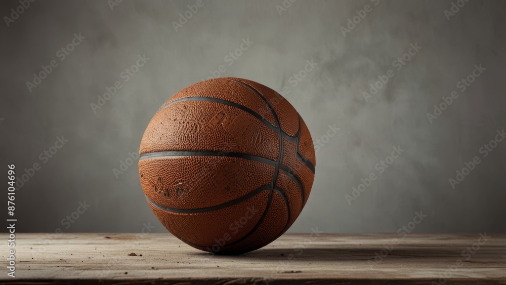 Rustic Basketball on Wooden Surface Rustic Basketball on Wooden Surface