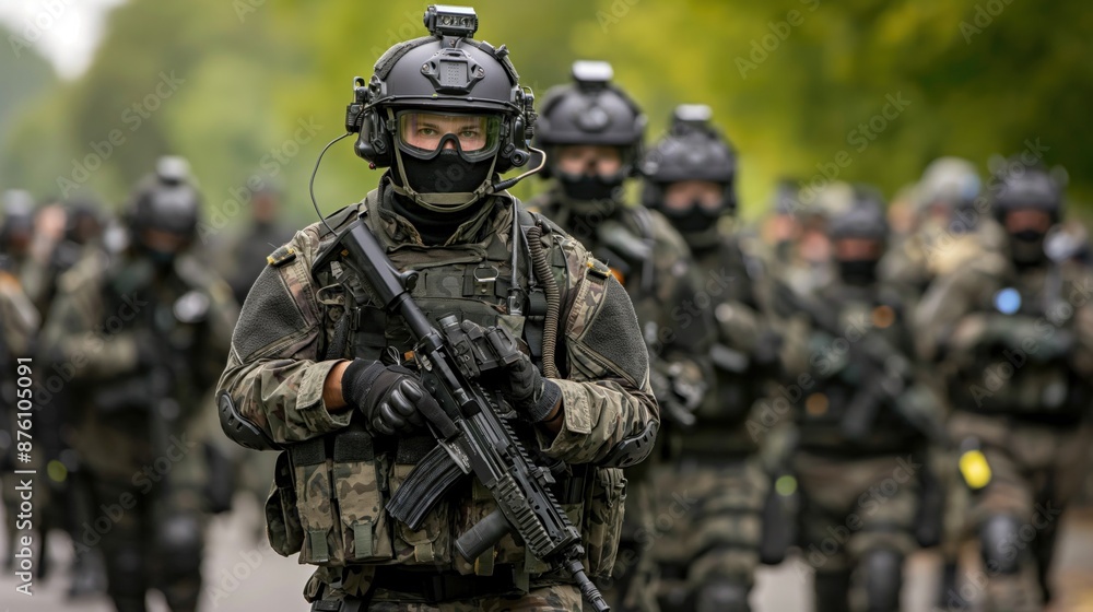 Anti-terrorism drill at a public venue, illustrating the preparedness measures to protect against potential threats Anti-terrorism drill at a public venue, illustrating the preparedness measures to protect against potential threats