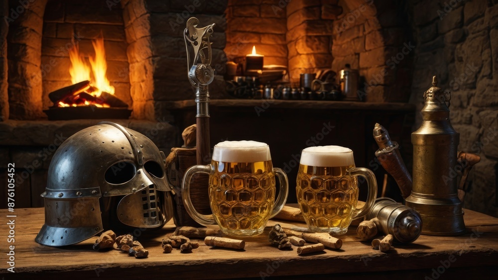 Medieval Tavern Scene with Ale Medieval Tavern Scene with Ale