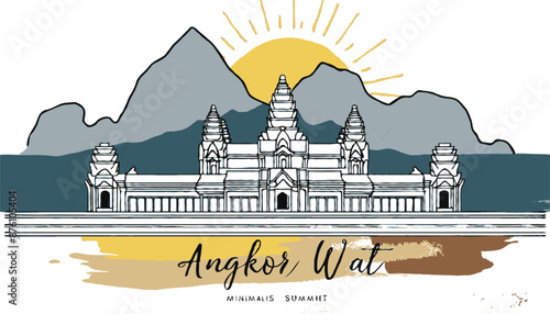 Angkor Wat Cambodia  temple complex of Cambodia vector isolated