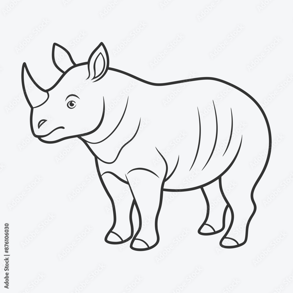Stunning Rhinoceros Line Art Vector - Perfect for Creative Designs and Illustrations Stunning Rhinoceros Line Art Vector - Perfect for Creative Designs and Illustrations