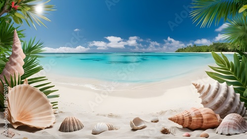 Wallpaper Mural seashells on the beach Torontodigital.ca