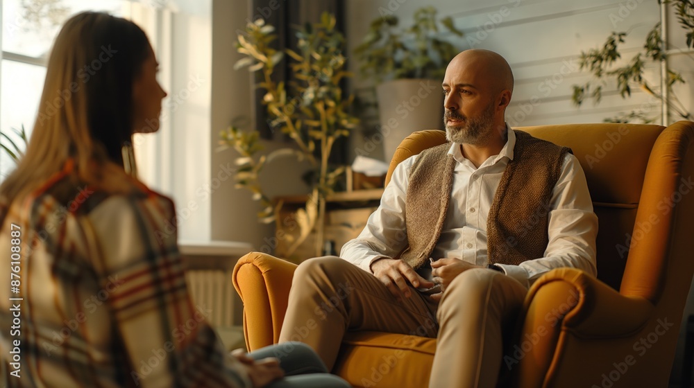 therapist talking with a patient in a comfortable office, showcasing the importance of mental health support therapist talking with a patient in a comfortable office, showcasing the importance of mental health support