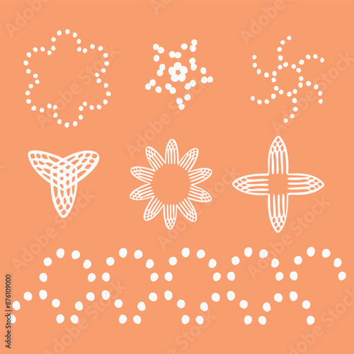 Peach fuzz botanical set texture vector motif with color of the year two tone effect. Soft fresh modern design for hand drawn illustration collection. 