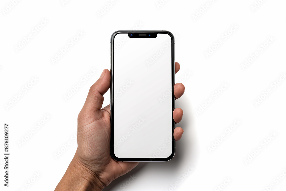 cellphone Mobile phone Held in Hand Mockup on white background, blank, empty, Hand business man holding mobile smartphone with blank screen with space for inserting advertising text. isolated on white cellphone Mobile phone Held in Hand Mockup on white background, blank, empty, Hand business man holding mobile smartphone with blank screen with space for inserting advertising text. isolated on white