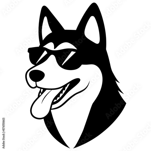 Siberian husky vector art illustration