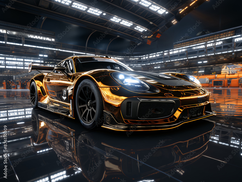 Obraz premium Brand-less generic concept car in a factory