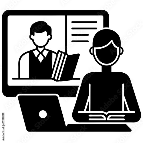 Online lesson vector art illustration