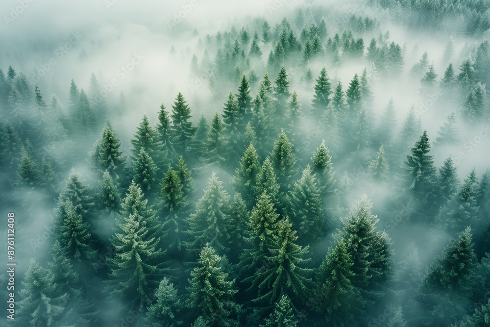 Aerial view of winter white frost and snowy scenery pine forest Aerial view of winter white frost and snowy scenery pine forest