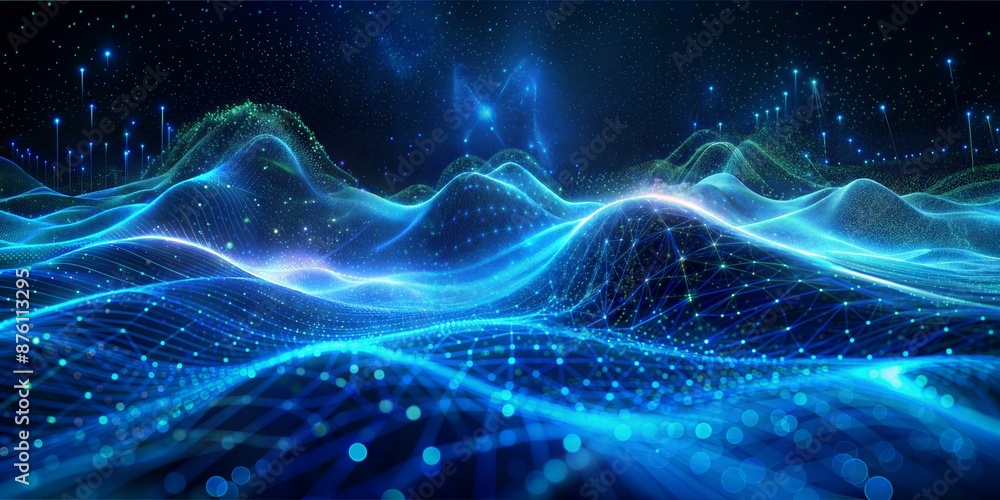 Obraz premium Futuristic Digital Wave Network Background