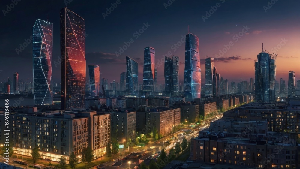 Obraz premium Modern Cityscape at Sunset