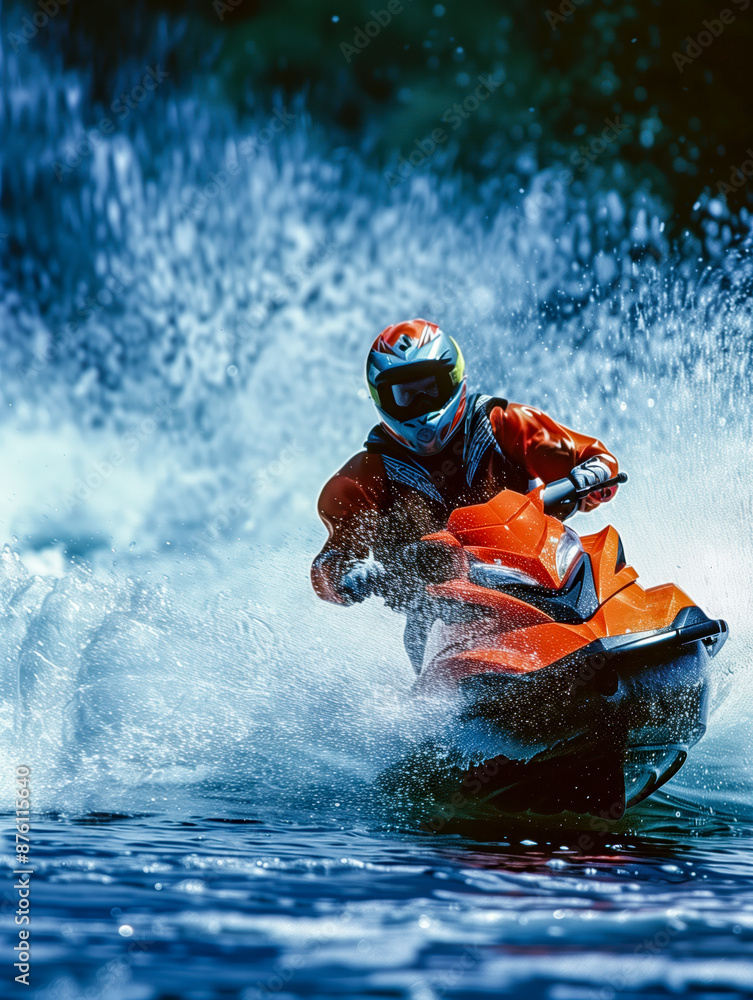 Extreme sportsman rides a jet ski Extreme sportsman rides a jet ski
