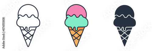 ice cream cone Icon symbol vector illustration isolated on white background