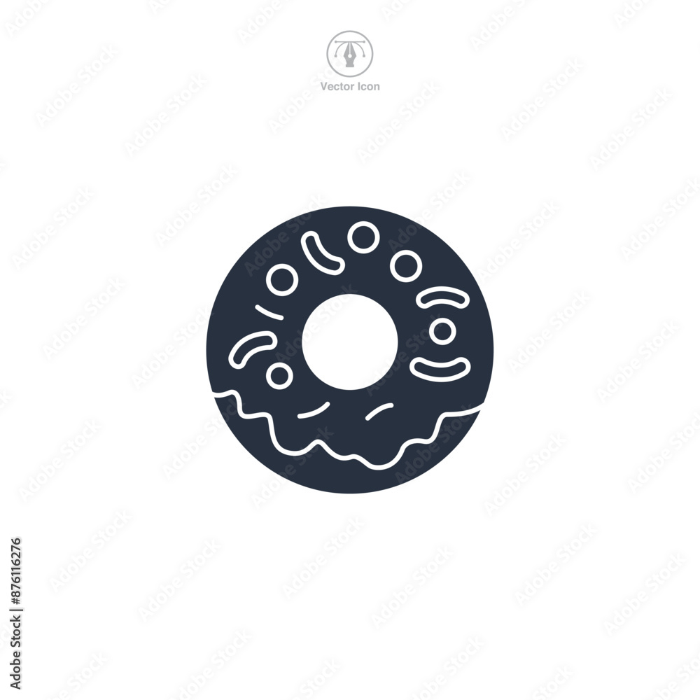 donut with icing and sprinkles Icon symbol vector illustration isolated on white background donut with icing and sprinkles Icon symbol vector illustration isolated on white background