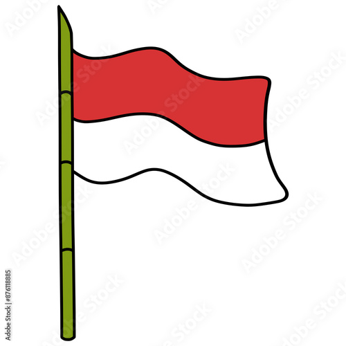 Flag of Indonesia with Sharpened Bamboo Illustration