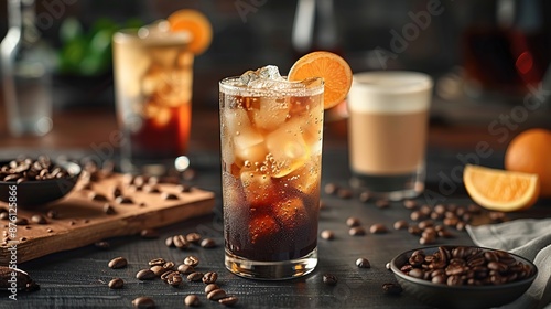 Refreshing Iced Coffee Cocktail with Orange Slice