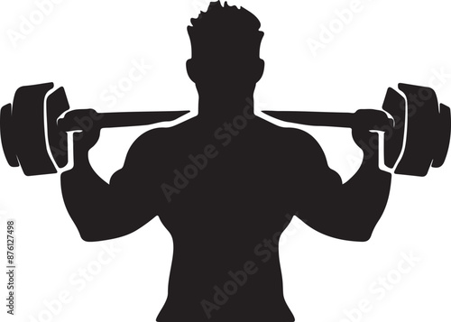 man lifting weights, gym logo silhouette vector illustration