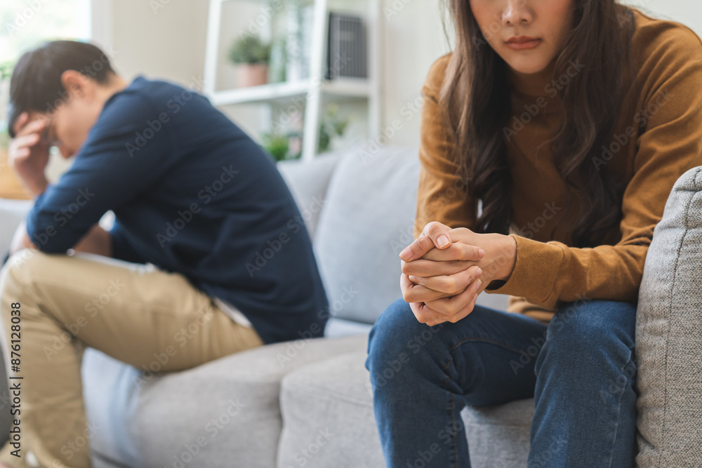 Breakup and depressed, asian young quarrel couple love fight relationship in trouble. Different people are emotion angry. Argue wife has expression upset with husband. Problem of family people. Breakup and depressed, asian young quarrel couple love fight relationship in trouble. Different people are emotion angry. Argue wife has expression upset with husband. Problem of family people.