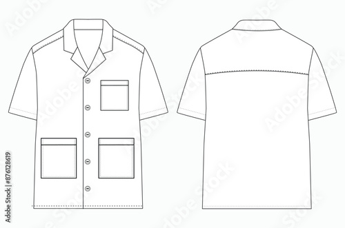 Medical robe doctor working shirt technical. Fashion uniform technical sketch illustration