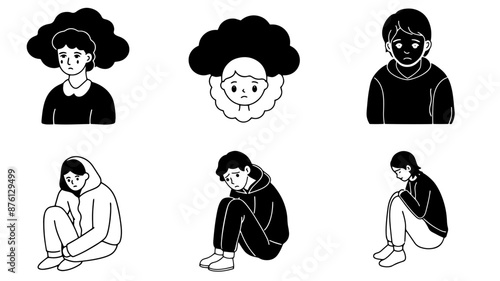 Six persons under depression condition, Sad moods of the mind
