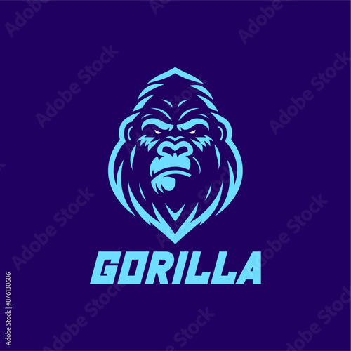Gorilla logo design, gaming, embody power and resilience with our custom. Perfect for bold brands, our logo template features a fierce and dominant gorilla icon, symbolizing strength and authority.