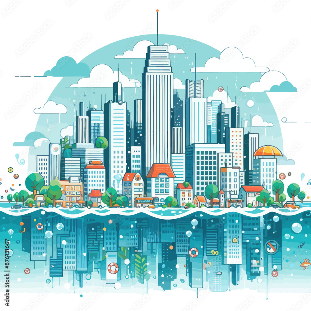 Obraz premium city-underwater vector