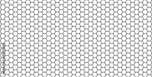 Seamless pattern grid made up of hexagonal cells. Black and white honeycomb background. Soccer or Football net in white background. Vector illustration