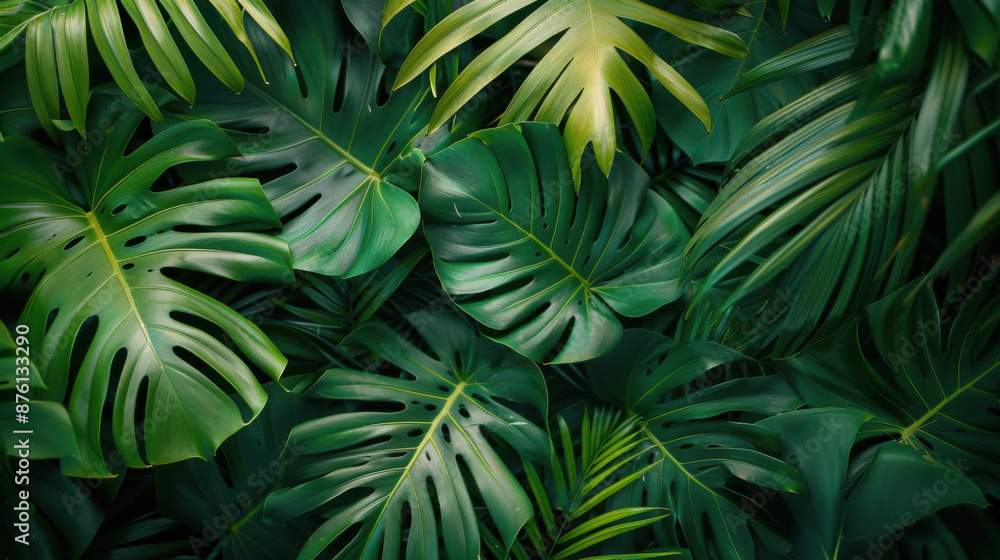 Tropical green palm background Tropical green palm background
