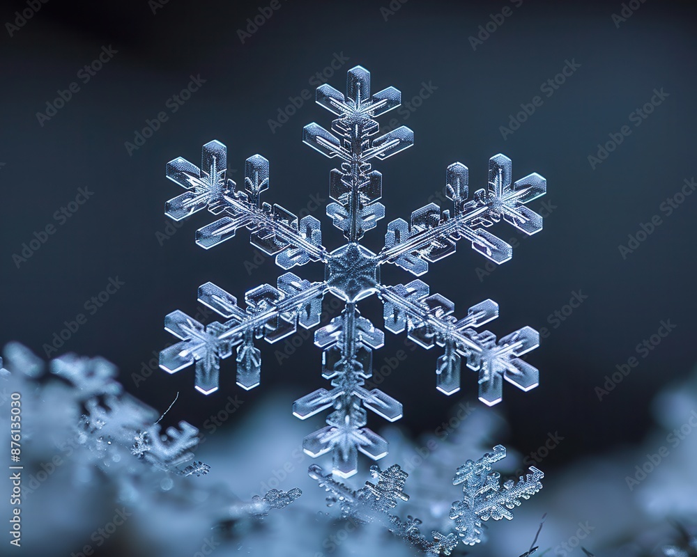 Delicate Snowflake Macro Photography on Dark Background with Stunning Ice Crystal Patterns Delicate Snowflake Macro Photography on Dark Background with Stunning Ice Crystal Patterns