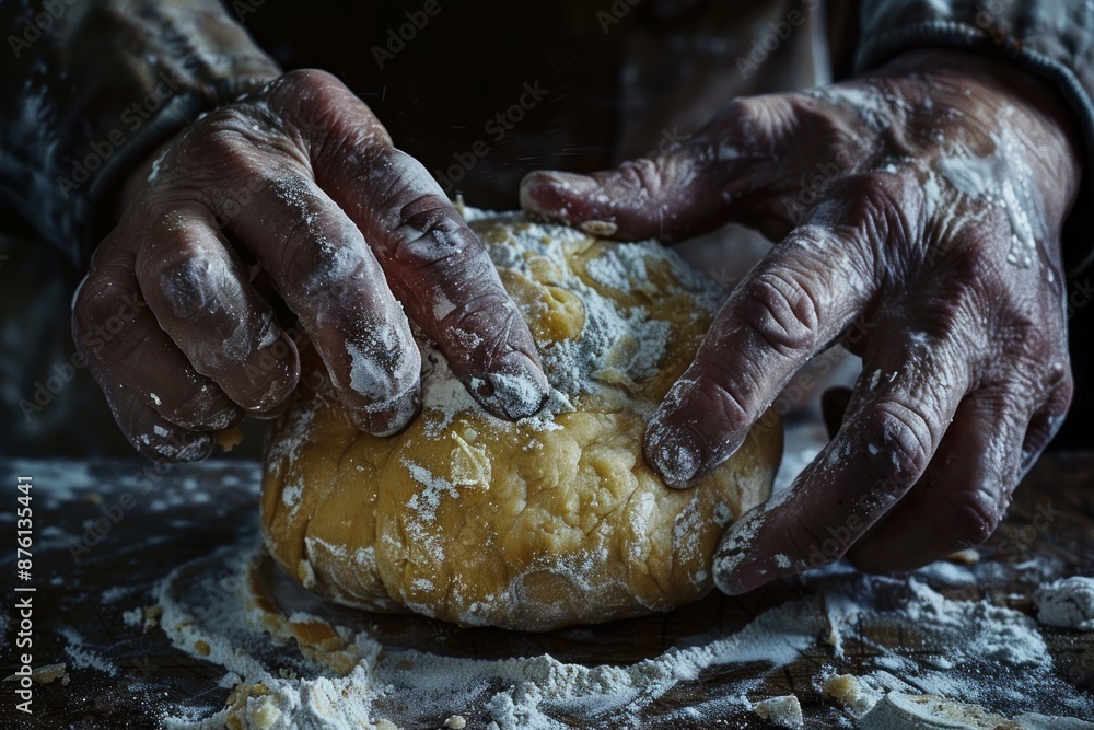Close Up of Hands Kneading Dough, Covered in Flour Close Up of Hands Kneading Dough, Covered in Flour