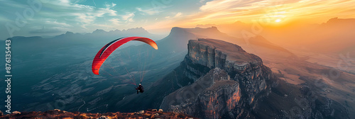 Dawn Paragliding Adventure over Majestic Mountains