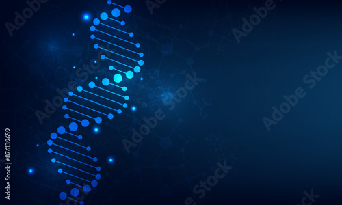 Abstract  technology science concept with a DNA molecules and biology vector illustration.DNA blue background. 