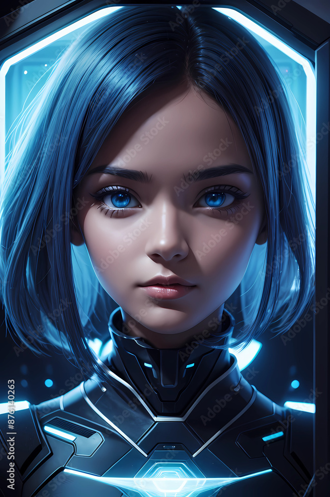 Beautiful futuristic portrait of beauty girl Beautiful futuristic portrait of beauty girl