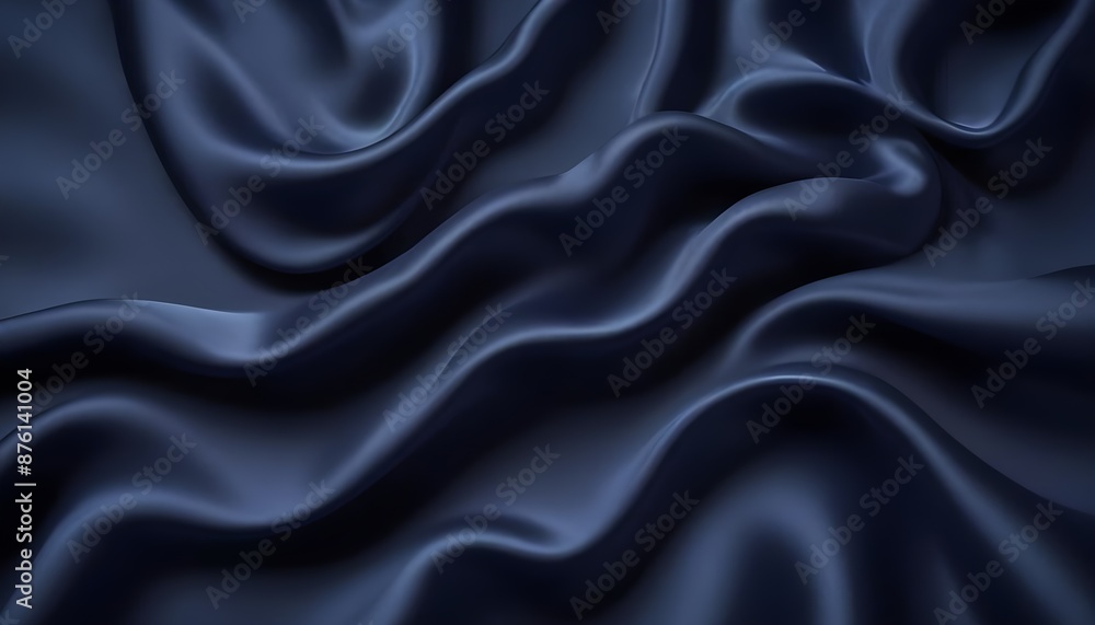 Obraz premium Navy blue walvet fabric abstract wavy background