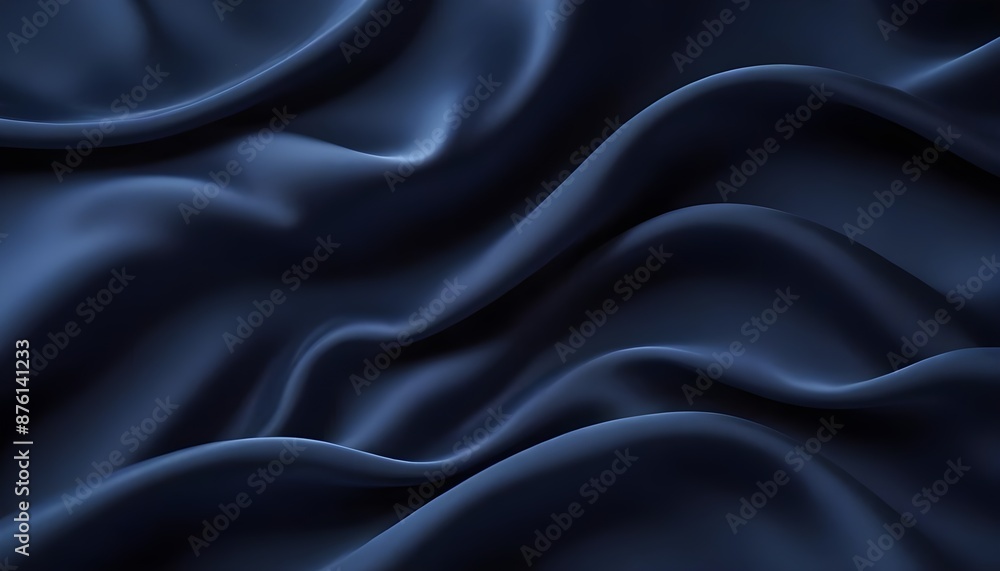 Obraz premium Navy blue walvet fabric abstract wavy background