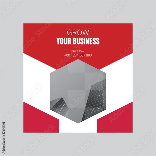 Red modern grow your business social media cover