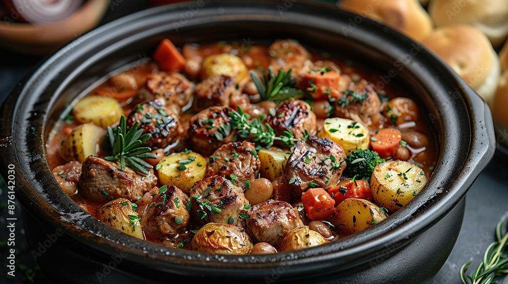 Delicious Stew in a Black Pot Delicious Stew in a Black Pot