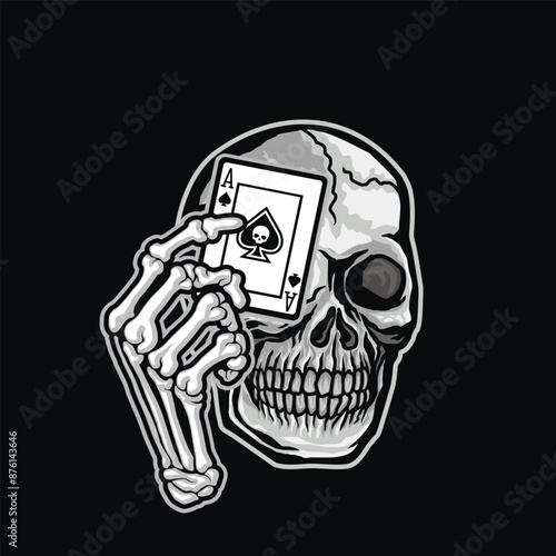 ace of spades with skull, grunge vintage design t shirts
