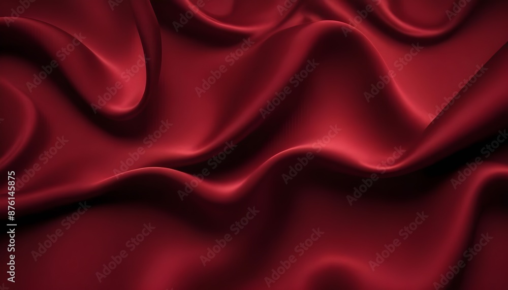 Fototapeta premium Dark red walvet fabric abstract wavy background