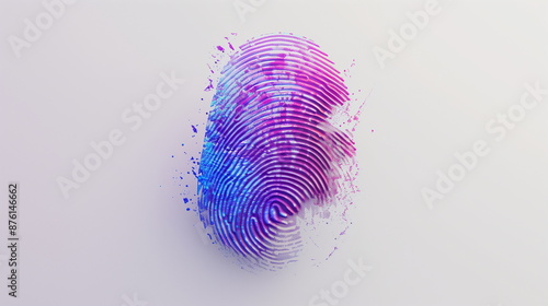 Purple fingerprint on white background. AI Generative.