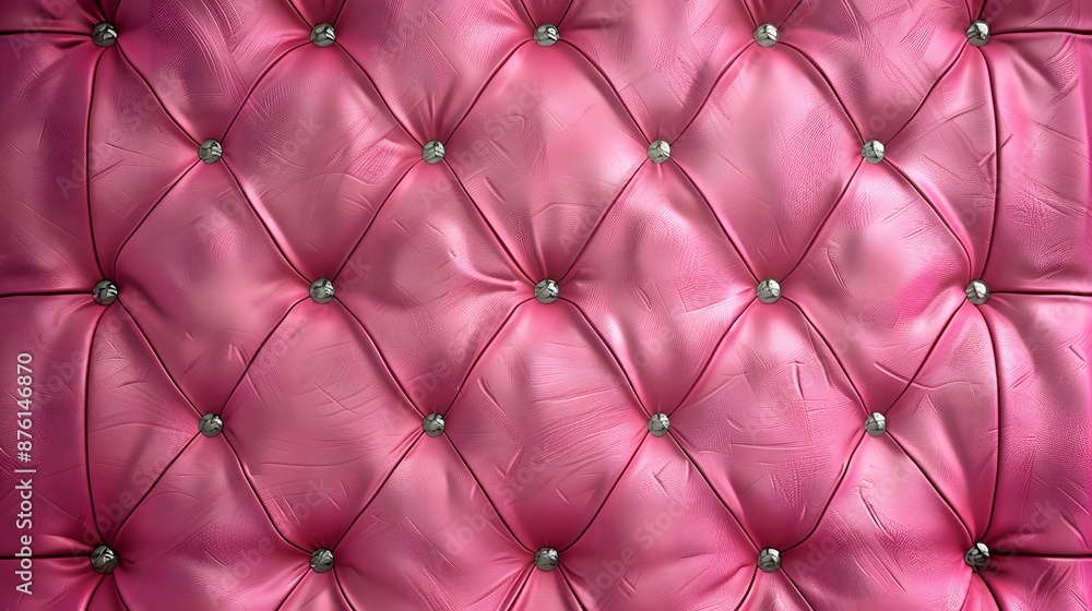 Leather texture surface with luxury seamless sewing thread diamond square shape pattern in pink color for background wallpaper and design, closeup. Leather texture surface with luxury seamless sewing thread diamond square shape pattern in pink color for background wallpaper and design, closeup.