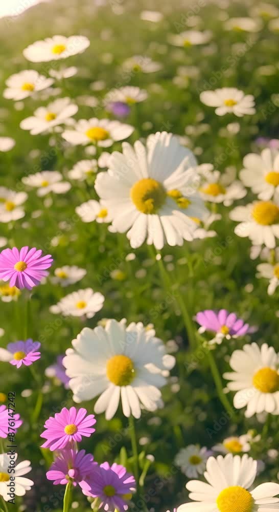 A beautiful sun drenched spring summer meadow Daisy flowers Natural colorful landscape with many wild flowers in the spring A frame with soft selective focus video beauty 4k animation A beautiful sun drenched spring summer meadow Daisy flowers Natural colorful landscape with many wild flowers in the spring A frame with soft selective focus video beauty 4k animation