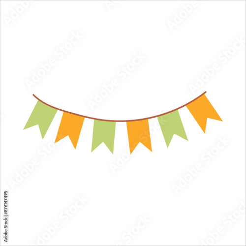 Paper garland. Decoration for a holiday or fair. Vector illustration isolated on white background.