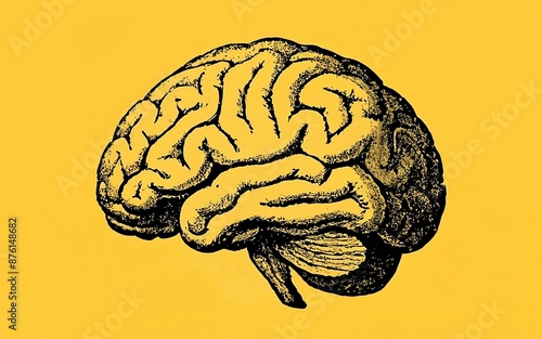 illustration of a human brain on a yellow background