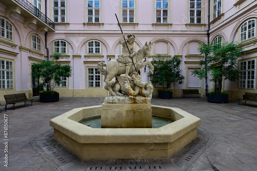 Fountain of Saint George in the Yard Primate's Palace of Bratislava photo