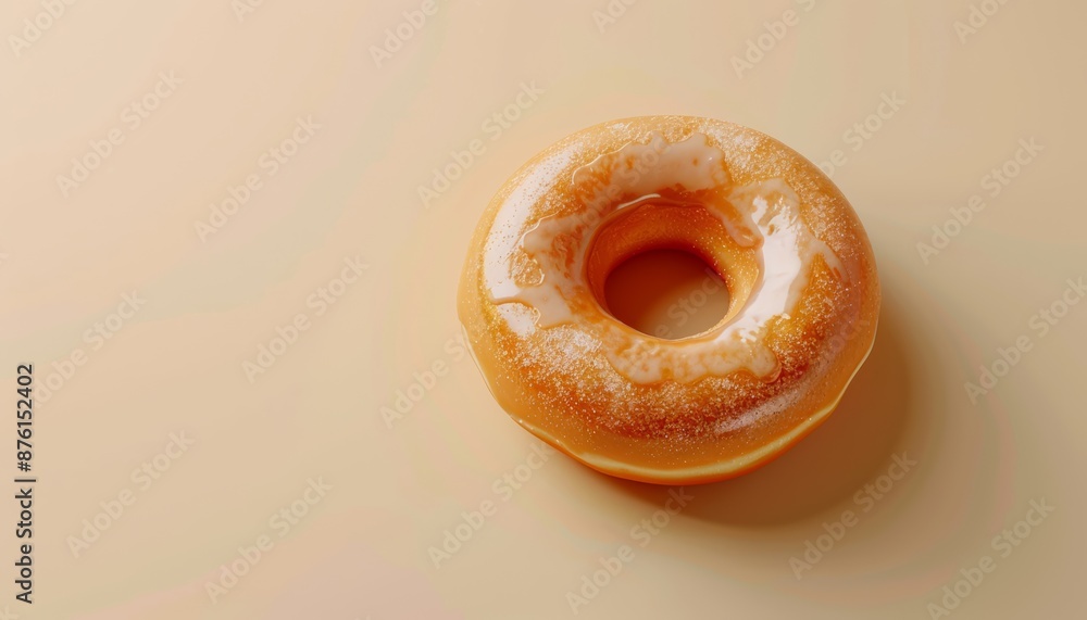 Classic Glazed Donut on Gradient Background with Sugar Coating, Minimalist Design, Copy Space Classic Glazed Donut on Gradient Background with Sugar Coating, Minimalist Design, Copy Space