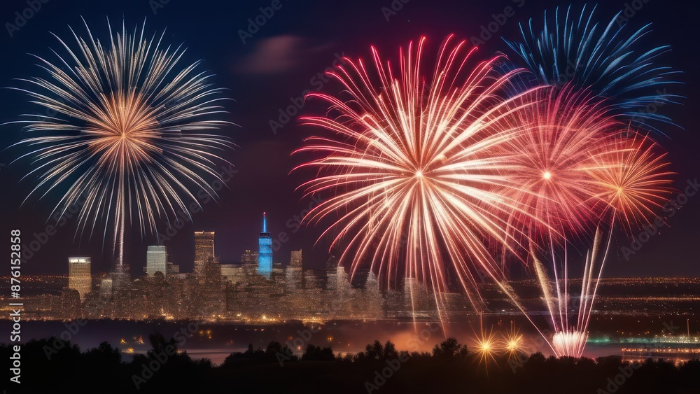 American flag and fireworks. US Independence Day July 4th concept American flag and fireworks. US Independence Day July 4th concept